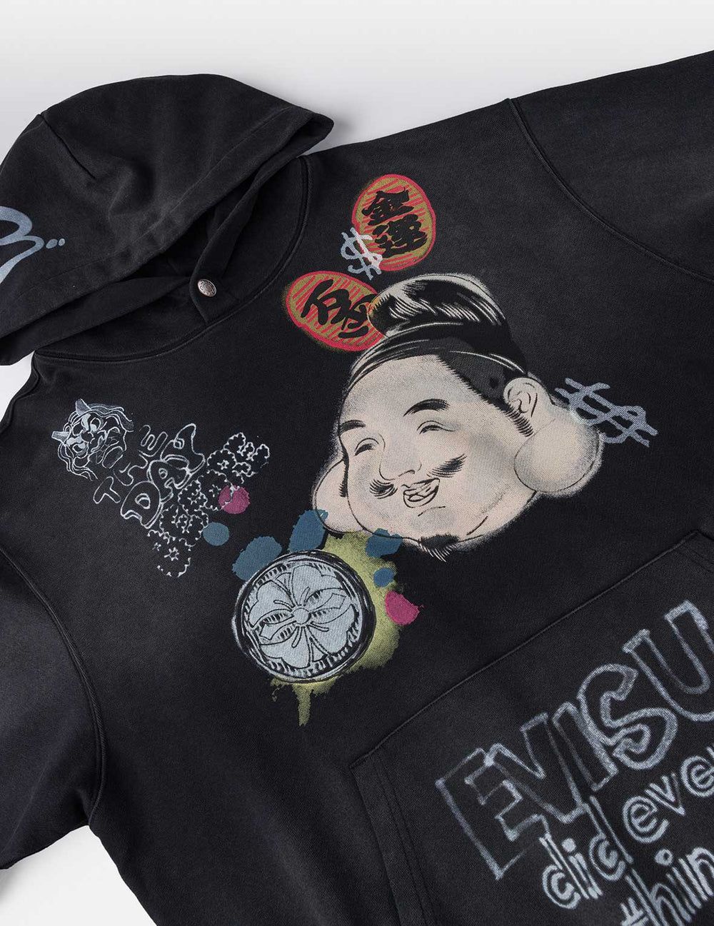 EVISU FELPA CON CAPPUCCIO STAMPATA GODHEAD - immagine 2